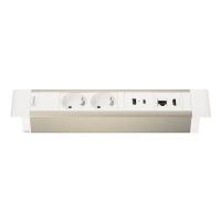 Блок розеток 41T, 2 секции, USB + type C + RJ45 + HDMI, серебро+белый (модель без крышки) фото