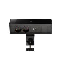 Блок розеток LE4 на струбцине, 2 секции, 2 USB + 1 type C, беспроводная зарядка, чёрный фото
