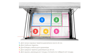Выдвижная корзина-сушка, 900мм с поддоном, с креплением к фасаду, с доводчиком, хром фото