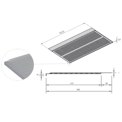 Поддон гигиенический в базу 1050/18, отделка под алюминий фото