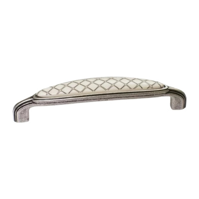 Ручка-скоба, 128мм, Старое серебро + керамика фото