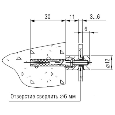 Держатель дистанционный для крепления стекла со сверлением стекла 5.16 M L=20мм (02 золото) фото