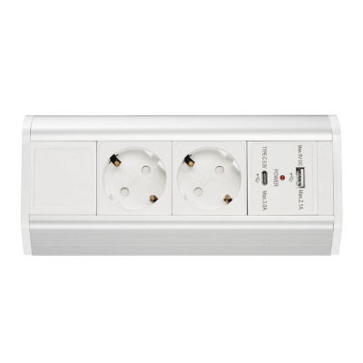 Блок розеток LK-BN1402, 2 секции, 1 USB + 1 type C, белый фото