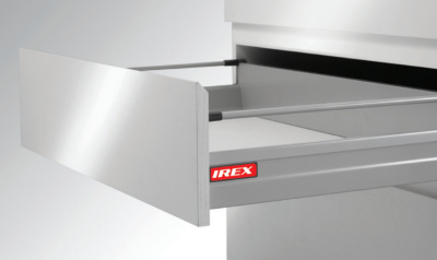 Ящик Irex Box 450мм H=180мм с 2 рейлингами Samsung, серый металик фото